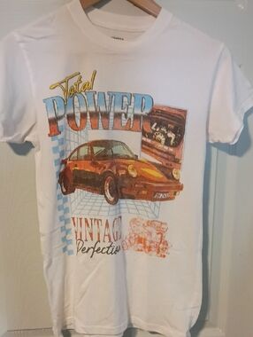 White 'Total Power' Vintage Car Graphic Tee - Men's Short Sleeve